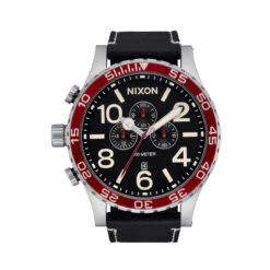 Nixon 51-30 Chrono Watch - Silver/Black/Cranberry