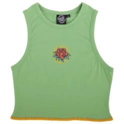 Santa Cruz Womens Ringed Arrangement Cropped Muscle Tank Top - Fern