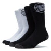 Santa Cruz Opus Strip Crew 2 Pack Of Socks - Black/White -DADDIES Skate Gear 193172537716 1
