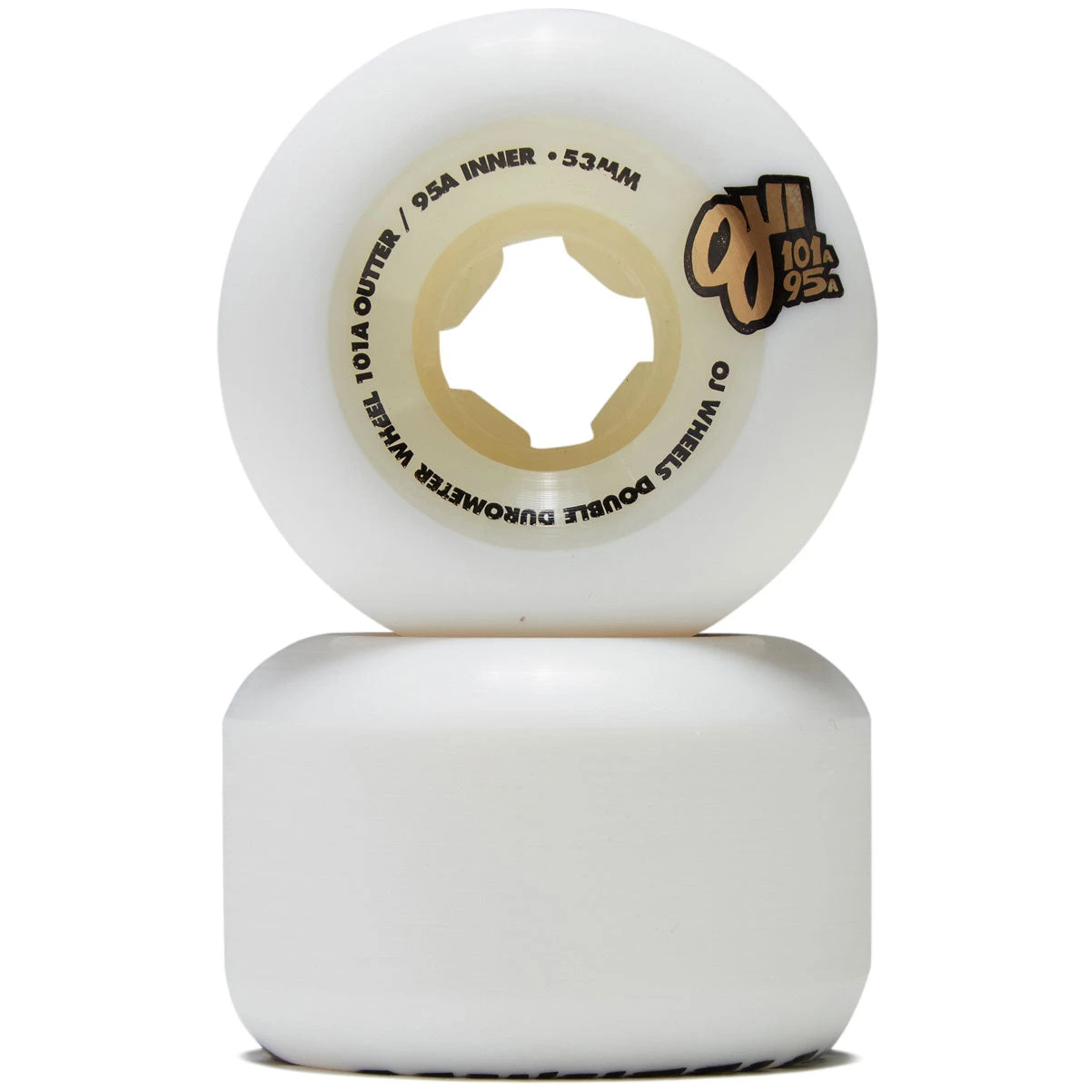 OJ Double Duro Mini Combo 101a/95a Skateboard Wheels - White/White - 53mm 4 OJ Double Duro Mini Combo 101a/95a Skateboard Wheels - White/White - 53mm - Image 2