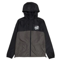 Santa Cruz Opus Dot Chest Hooded Windbreaker Jacket - Black/Graphite