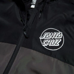 Santa Cruz Opus Dot Chest Hooded Windbreaker Jacket - Black/Graphite -DADDIES Skate Gear 193172556021 3