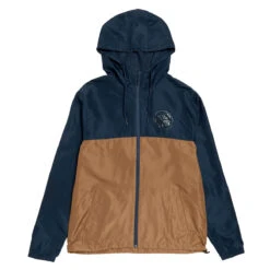 Santa Cruz Opus Dot Chest Hooded Windbreaker Jacket - Classic Navy/Saddle