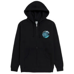 Santa Cruz Wave Dot Zip Hoodie - Black/Teal