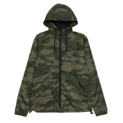 Santa Cruz Opus Dot Chest Hooded Windbreaker Jacket - Forest Camo