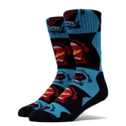 Santa Cruz Allover Screaming Strip Crew Socks - Screaming Check