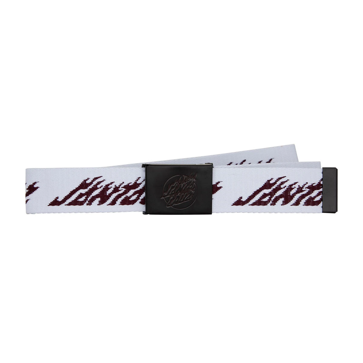 Santa Cruz Flame Dot Strip Web Belt - White 3 Santa Cruz Flame Dot Strip Web Belt - White