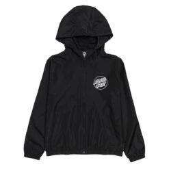 Santa Cruz Youth Opus Dot Chest Hooded Windbreaker Jacket - Black