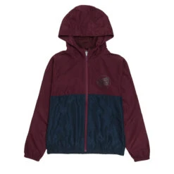 Santa Cruz Youth Opus Dot Chest Hooded Windbreaker Jacket - Maroon/Classic Navy