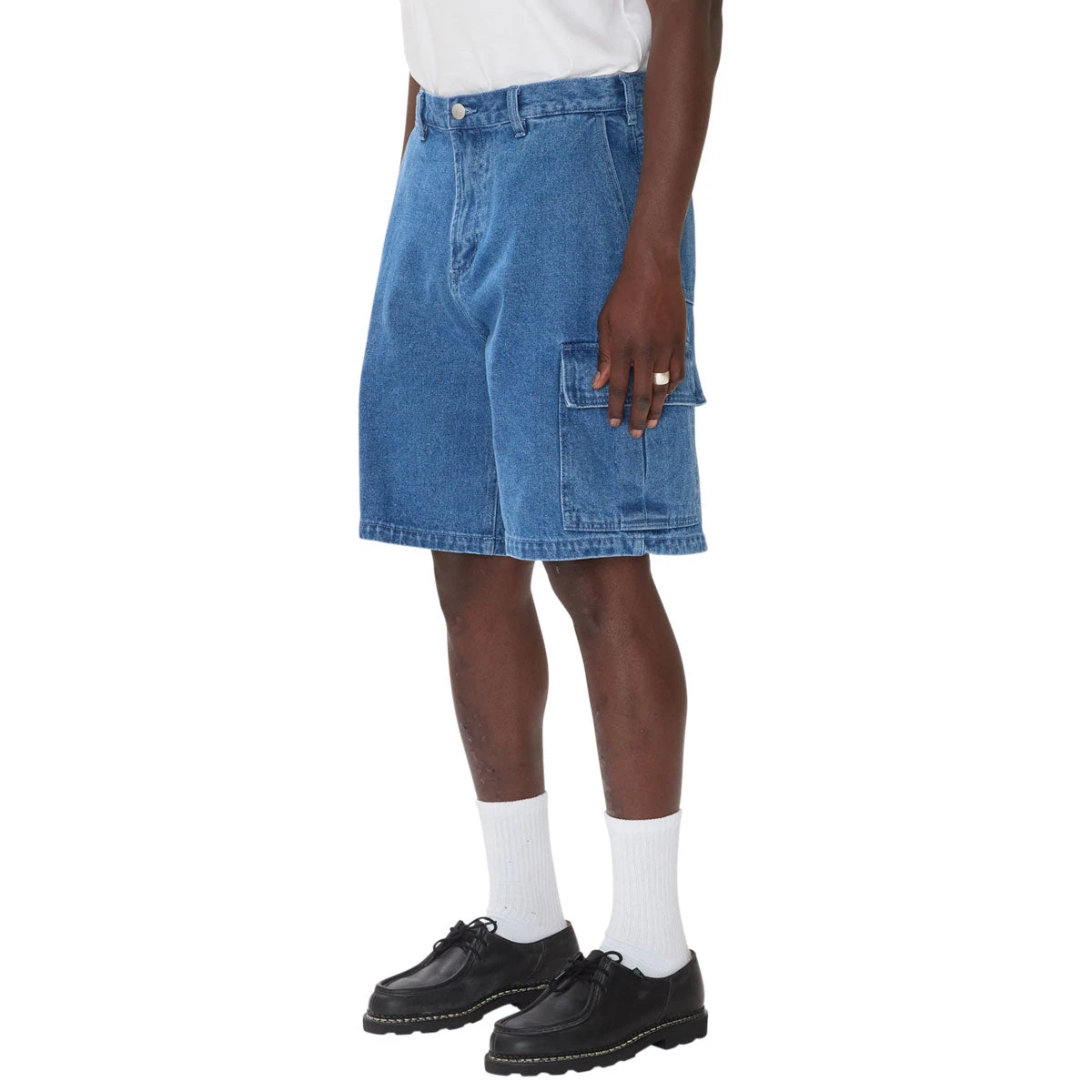 Obey Bigwig Baggy Denim Cargo Shorts - Light Indigo 6 Obey Bigwig Baggy Denim Cargo Shorts - Light Indigo - Image 4