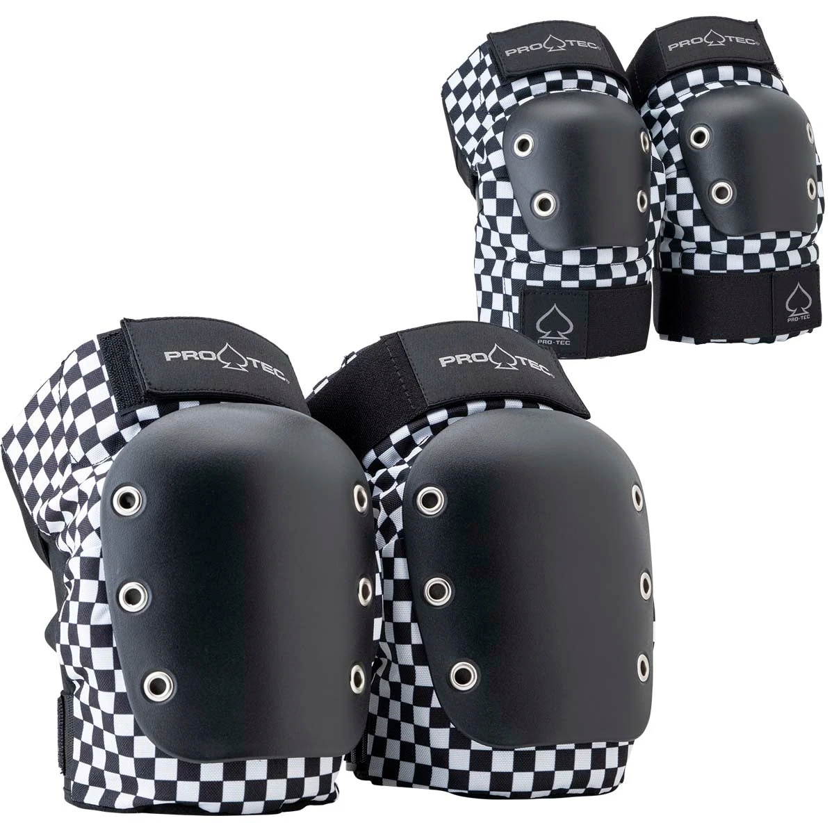Pro-Tec Street Knee/Elbow Open Back Set Of Pads - Checker 3 Pro-Tec Street Knee/Elbow Open Back Set Of Pads - Checker