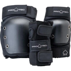 Pro-Tec Street Adult 3 Pack Open Back Set Of Pads - Black