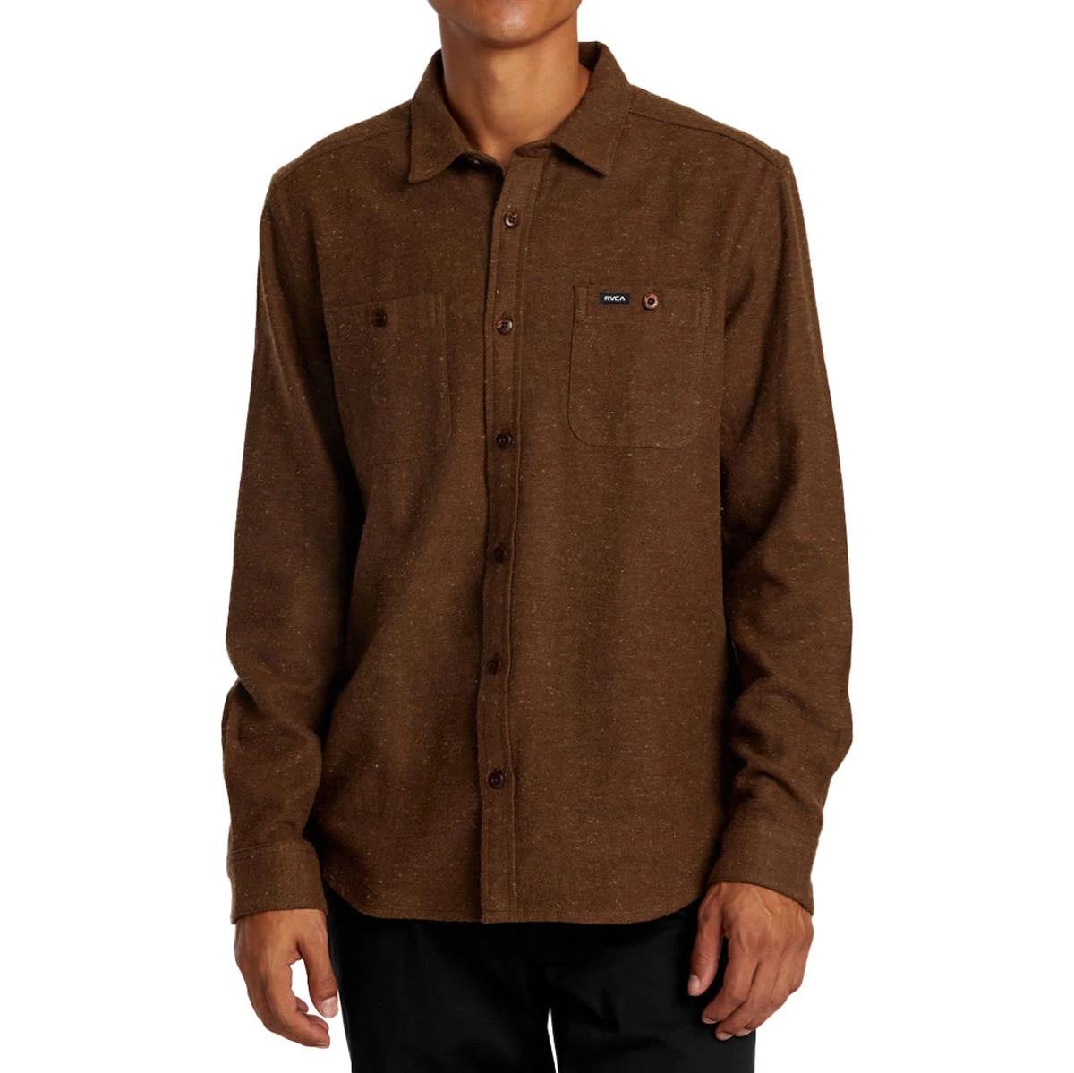 RVCA Harvest Neps Flannel Long Sleeve Shirt - Bombay Brown 3 RVCA Harvest Neps Flannel Long Sleeve Shirt - Bombay Brown
