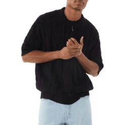 HUF Monogram Jacquard Zip Sweater - Black