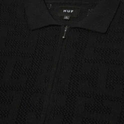 HUF Monogram Jacquard Zip Sweater - Black -DADDIES Skate Gear 196377124187 3