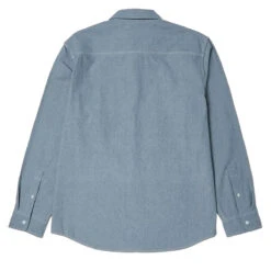 HUF Total Eclipse Chambray Long Sleeve Shirt - Light Blue -DADDIES Skate Gear 196377200850 5