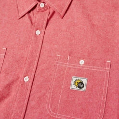 HUF Total Eclipse Chambray Long Sleeve Shirt - Red -DADDIES Skate Gear 196377200904 4