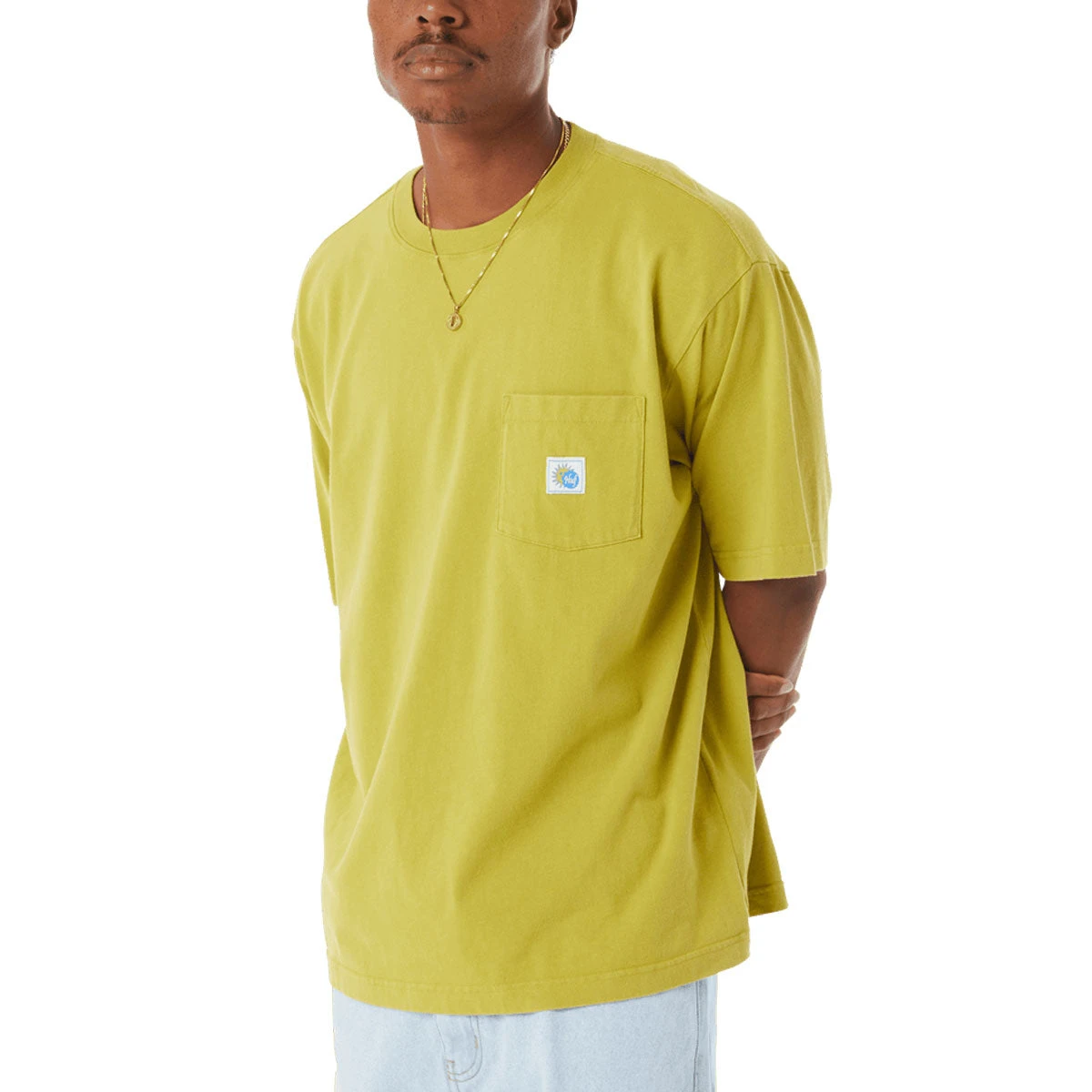 HUF Total Eclipse Knit Boxy Top Pocket T-Shirt - Moss 6 HUF Total Eclipse Knit Boxy Top Pocket T-Shirt - Moss - Image 4