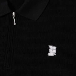 HUF Waffle Knit Contrast Polo Shirt - Black -DADDIES Skate Gear 196377203295 3