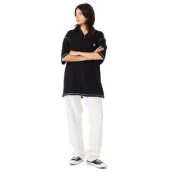 HUF Waffle Knit Contrast Polo Shirt - Black -DADDIES Skate Gear 196377203295 5