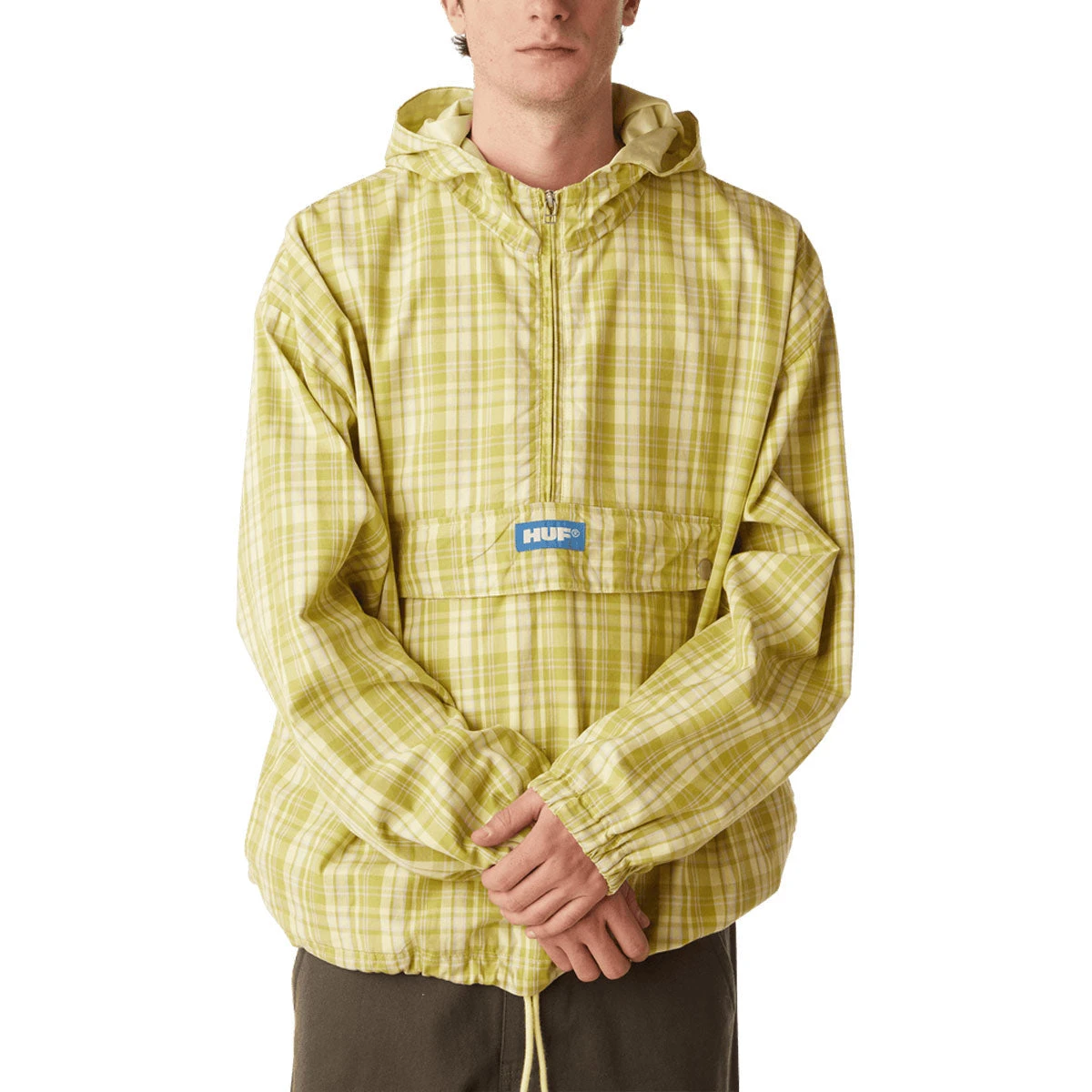 HUF Rivington Plaid Anorak Jacket - Tarragon 3 HUF Rivington Plaid Anorak Jacket - Tarragon