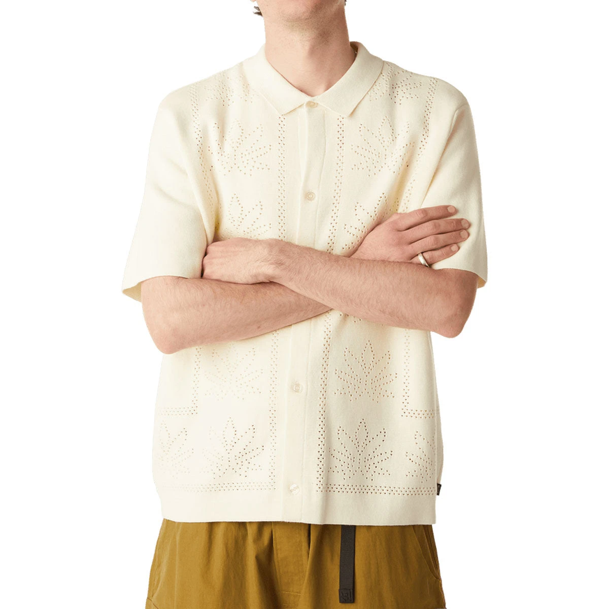 HUF Plantlife Perforated Knit Shirt - Natural 3 HUF Plantlife Perforated Knit Shirt - Natural