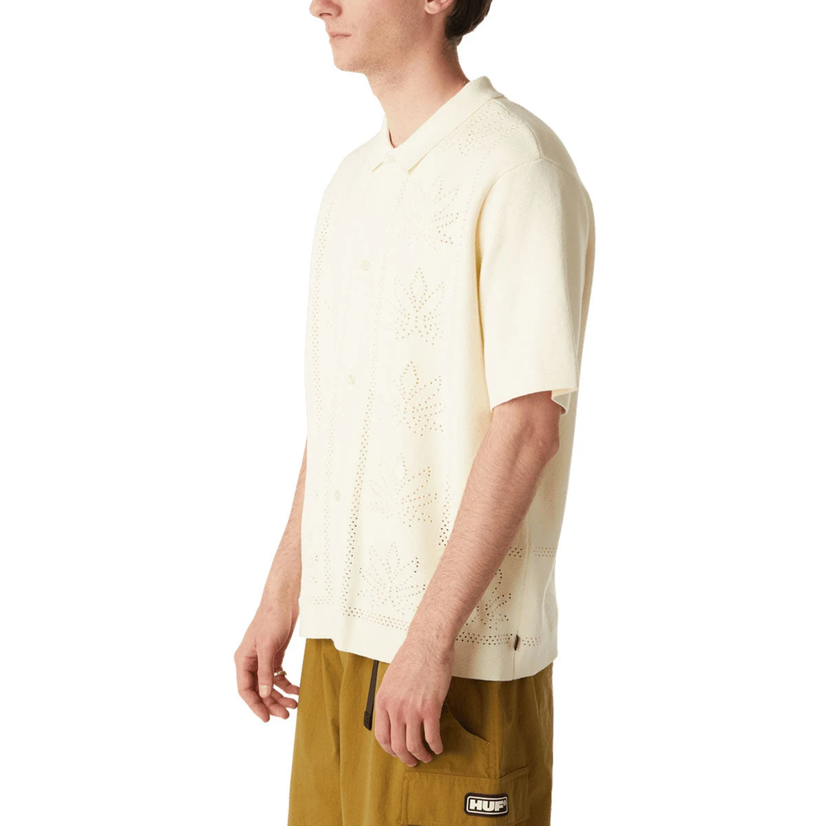 HUF Plantlife Perforated Knit Shirt - Natural 7 HUF Plantlife Perforated Knit Shirt - Natural - Image 5