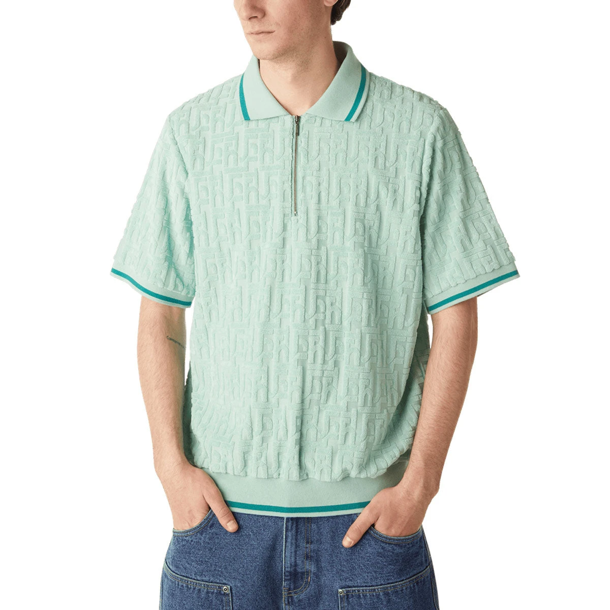 HUF Tether Jacquard Terry Shirt - Jade 3 HUF Tether Jacquard Terry Shirt - Jade