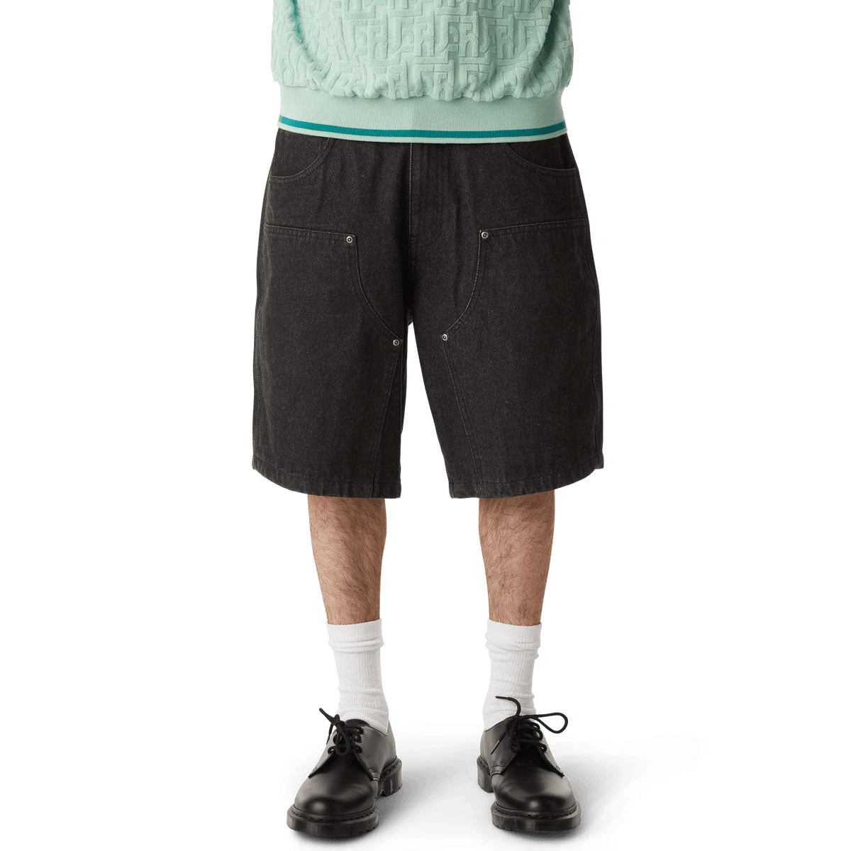 HUF Classic H Double Knee Denim Shorts - Black Denim 5 HUF Classic H Double Knee Denim Shorts - Black Denim - Image 3