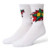 HUF H Bit Crew Socks - White -DADDIES Skate Gear 196377235098 1