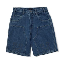 HUF Classic H Double Knee Denim Shorts - Stone Wash Indigo