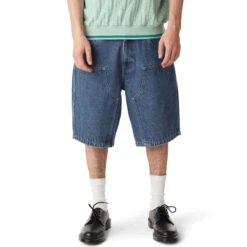 HUF Classic H Double Knee Denim Shorts - Stone Wash Indigo -DADDIES Skate Gear 196377240702 3