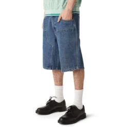 HUF Classic H Double Knee Denim Shorts - Stone Wash Indigo -DADDIES Skate Gear 196377240702 4