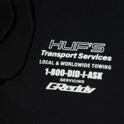 HUF X Greddy Tow Hoodie - Black 8 HUF X Greddy Tow Hoodie - Black -DADDIES Skate Gear 196377267297 3