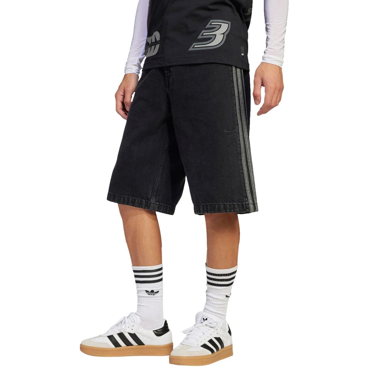 Adidas Denim Firebird Shorts - True Black Denim 4 Adidas Denim Firebird Shorts - True Black Denim - Image 2