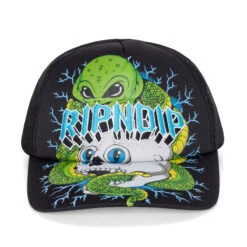 RIPNDIP Skull And Bones Trucker Hat - Black -DADDIES Skate Gear 196647135325 3