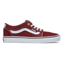Vans Skate Chukka Low Sidestripe Shoes - Burgundy/White