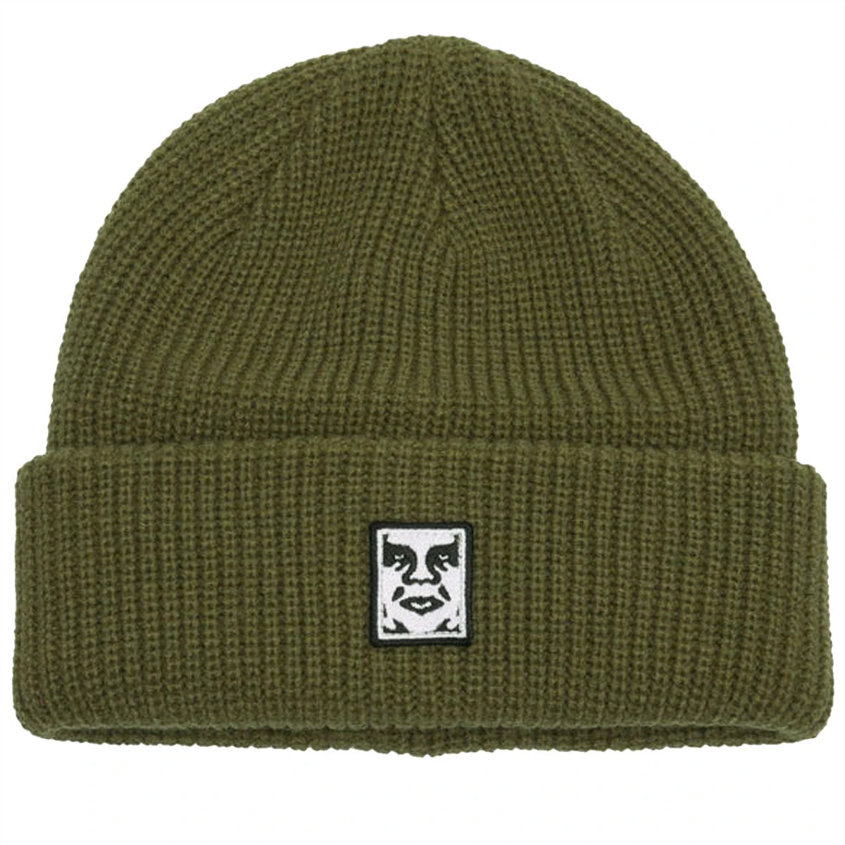 Obey Mid Icon Patch Cuff Beanie - Dull Army 3 Obey Mid Icon Patch Cuff Beanie - Dull Army