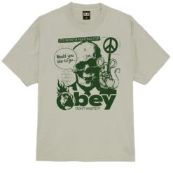 Obey Don't Waste It T-Shirt - Silver Grey