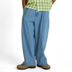 Obey Oliver Denim Pleated Jeans - Light Indigo -DADDIES Skate Gear 197812088682 3