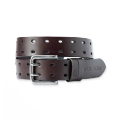 Volcom Two Spike Leather Belt - Brown