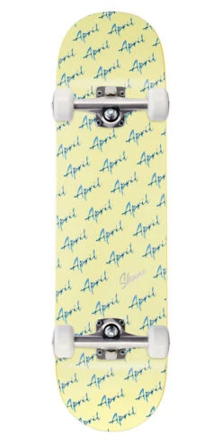 April Shane Script Logo Skateboard Complete - Yellow - 8.50"