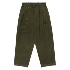 Metalwood Elastic Waist Baggy Pants - Olive
