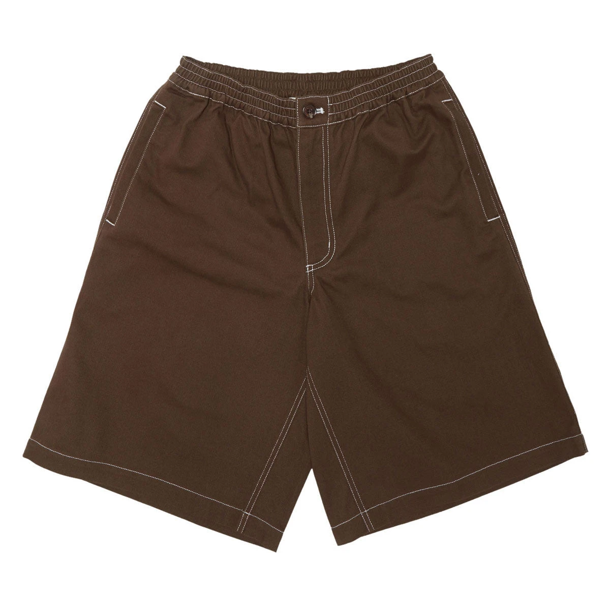 Metalwood Contrast Stitch Elastic Waist Shorts - Dark Chocolate 3 Metalwood Contrast Stitch Elastic Waist Shorts - Dark Chocolate
