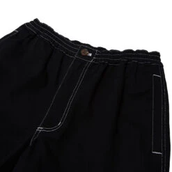 Metalwood Contrast Stitch Elastic Waist Shorts - Black -DADDIES Skate Gear 810180703390 3