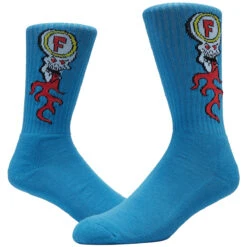 Foundation Skull Fire Socks - Royal -DADDIES Skate Gear 827059429107 2