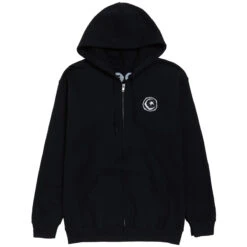 Foundation Star And Moon Embroidered Zip Hoodie - Black