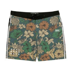 AVVA Sketch Hibiscus 19 Boardshorts - Olive
