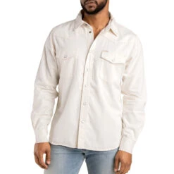 Sendero The Wyatt Pearl Snap Long Sleeve Shirt - Ecru -DADDIES Skate Gear 840380315215 4