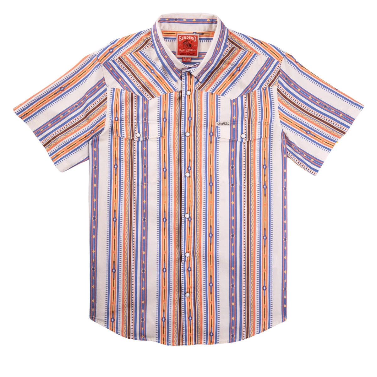 Sendero Serape Pearl Snap Shirt - Cobalt Southwest Stripe 3 Sendero Serape Pearl Snap Shirt - Cobalt Southwest Stripe